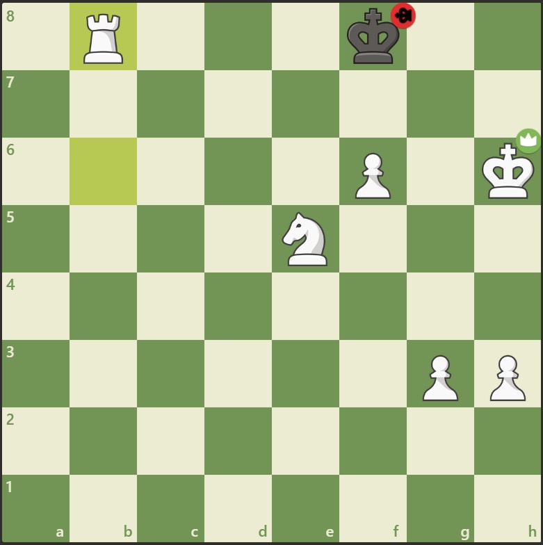 Skakmat catur (checkmate) oleh benteng putih kepada raja hitam