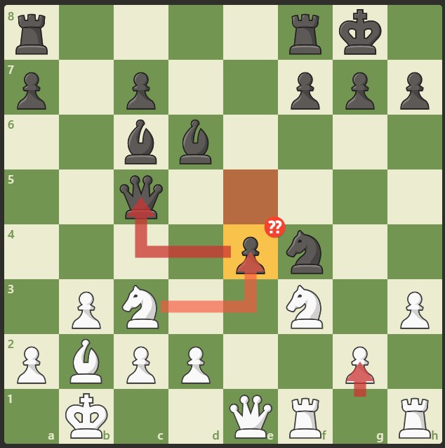 Blunder dalam permainan catur dimana pion hitam melangkah ke e4 yang membuat dia bisa dimakan oleh lawan