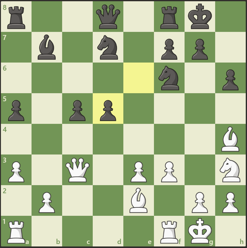 Formasi dua pion berdampingan di c5 dan d5 dalam permainan catur (hanging pawns / pion menggantung)
